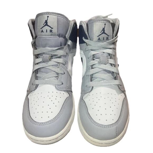Air Jordan 1 Mid Wolf Grey / Midnight Navy, DQ8423-104 Sz: US Youth 5Y or W6.5 - Picture 3 of 6